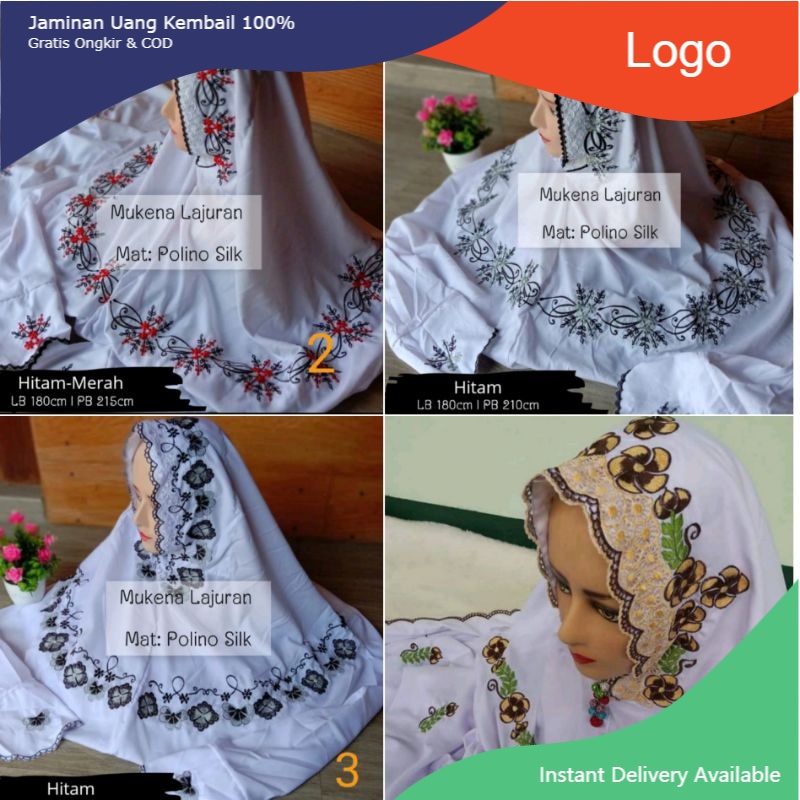Mukena Lajuran Terusan Polino Super Slik Bordir Tebal Mukena Santri