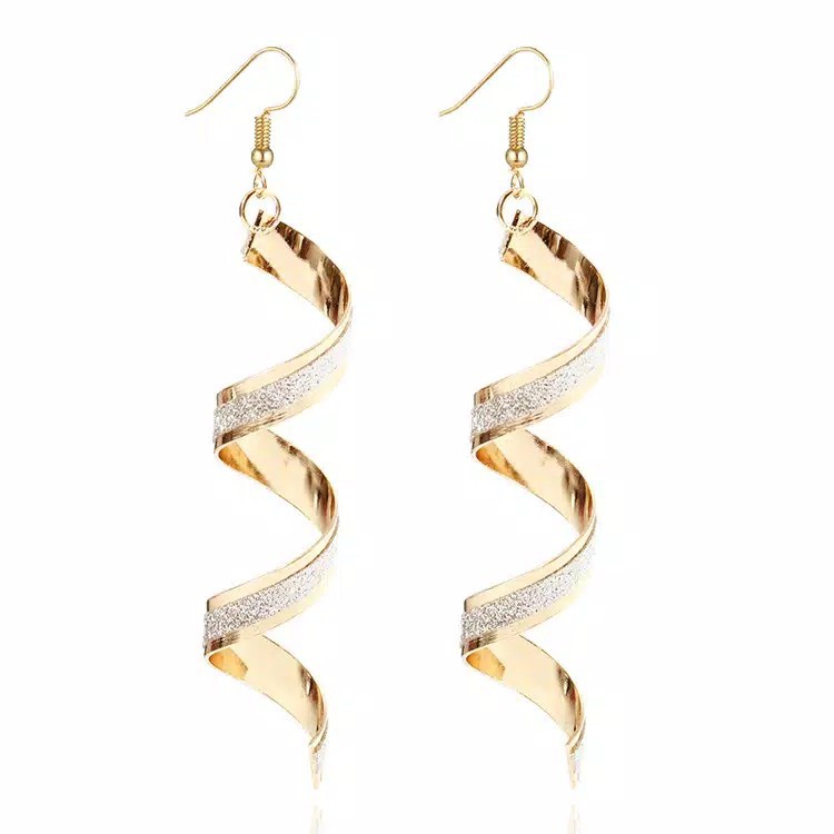 Anting Panjang Model Spiral Aksesoris Wanita Fashion Earrings