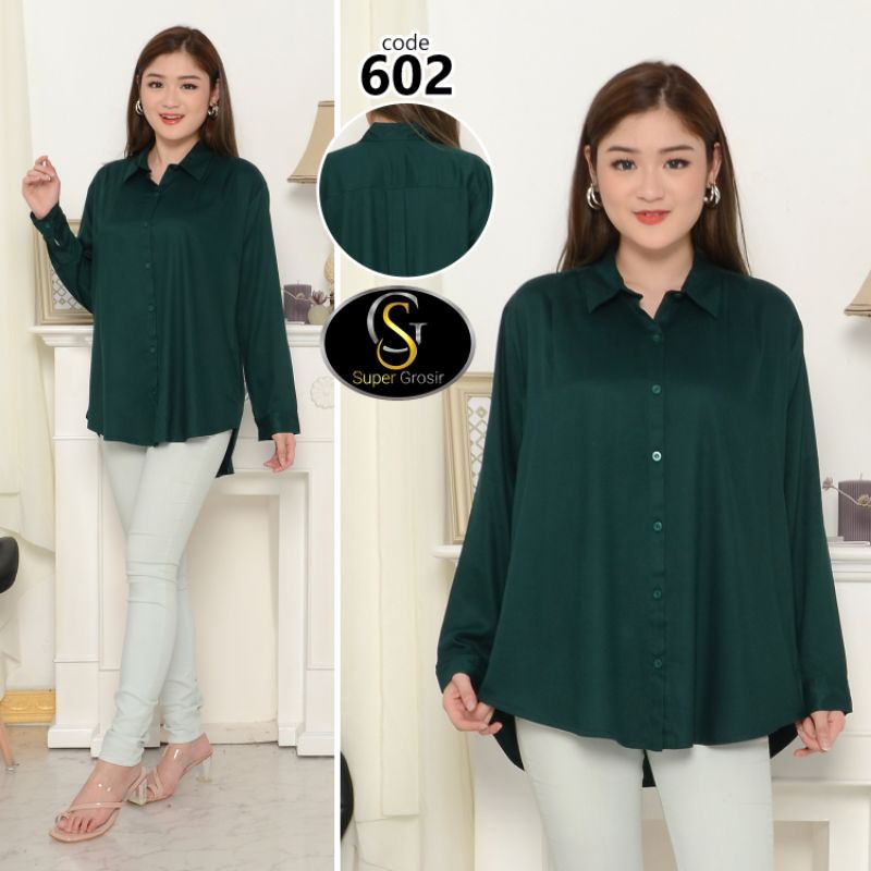 KEMEJA WANITA TANGAN PANJANG / KEMEJA WANITA PUNDAK LIPAT KATUN TWILL 30s - 602-HIJAU BOTOL
