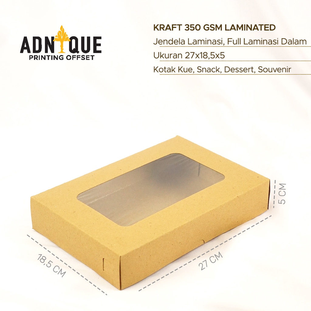

Paket 10 Pcs Kraft 27x18x5,5CM Laminasi Jendela Kotak Box kemasan Dus Donat (G)