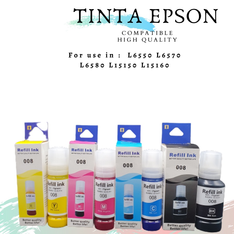 TINTA EPSON 008 L6550 L6570 L6580 L15150 L15160 Compatible 1 PAKET 4 WARNA