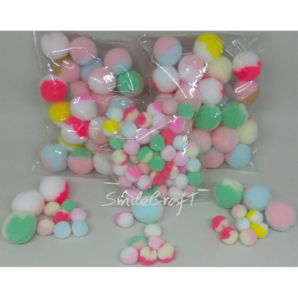 

Pom Pom Pelangi 2cm jual per 25 pcs