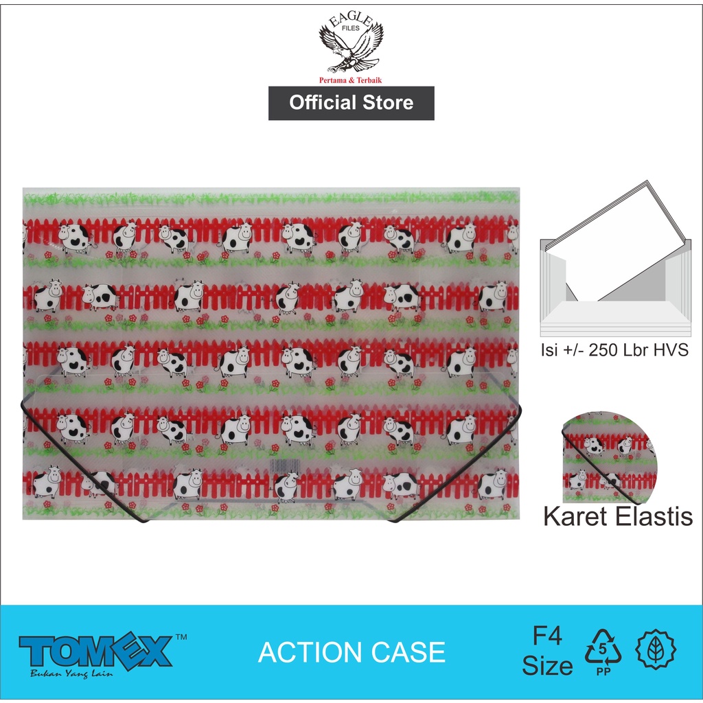 

Carry File Case Banded F4 (Folio) TOMEX Map Dokumen Tali Karet Elastis Carry File Box Action Case Motif SAPI