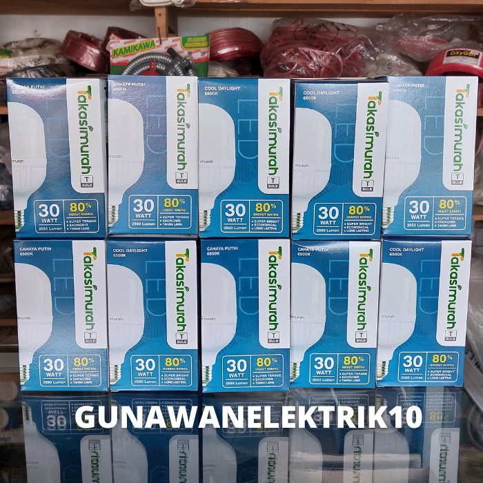 PAKET 10PCS LAMPU LED TAKASIMURAH BULB T 30 WATT, LED TAKASIMURAH 30W