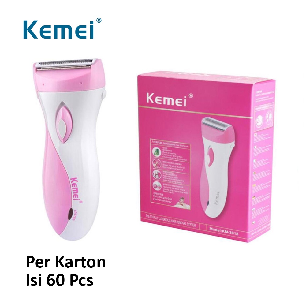 GROSIR Kemei KM-3018 Isi 60 Pcs Dus Karton Lady Shaver Cukur Rambut Bulu