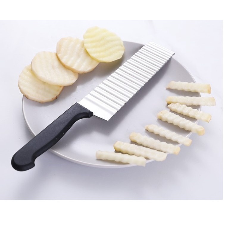 Pisau Acar Kentang Wortel Alat Potong Bergelombang Stainless Steel Timun Asinan