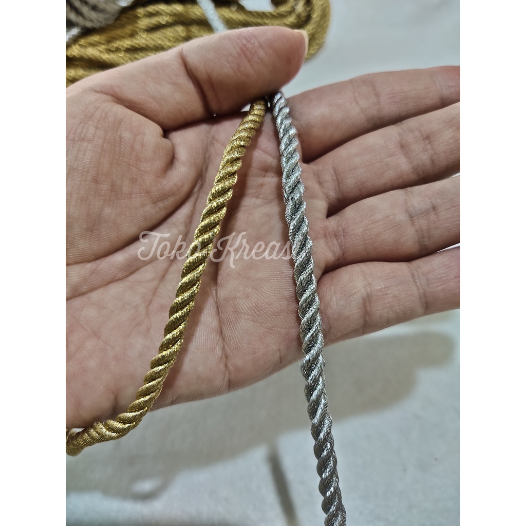 (Per Meter) Tali Metalik Silver dan Gold  / Tali Tambang 4mm