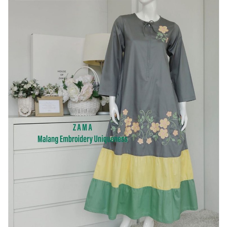 NGR-L GAMIS DAILY ZAMA BORDIR MALANG  DASTER PANJANG  DASTER MUSLIMAH