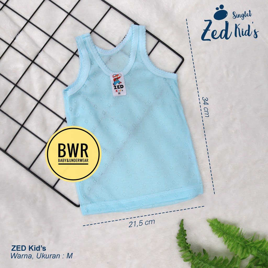 [ 3pc ] Singlet Kaos Dalam Anak Berpori WARNA / Singlet Bayi ZED KIds Kutung Warna 0-12 Tahun - Bwr