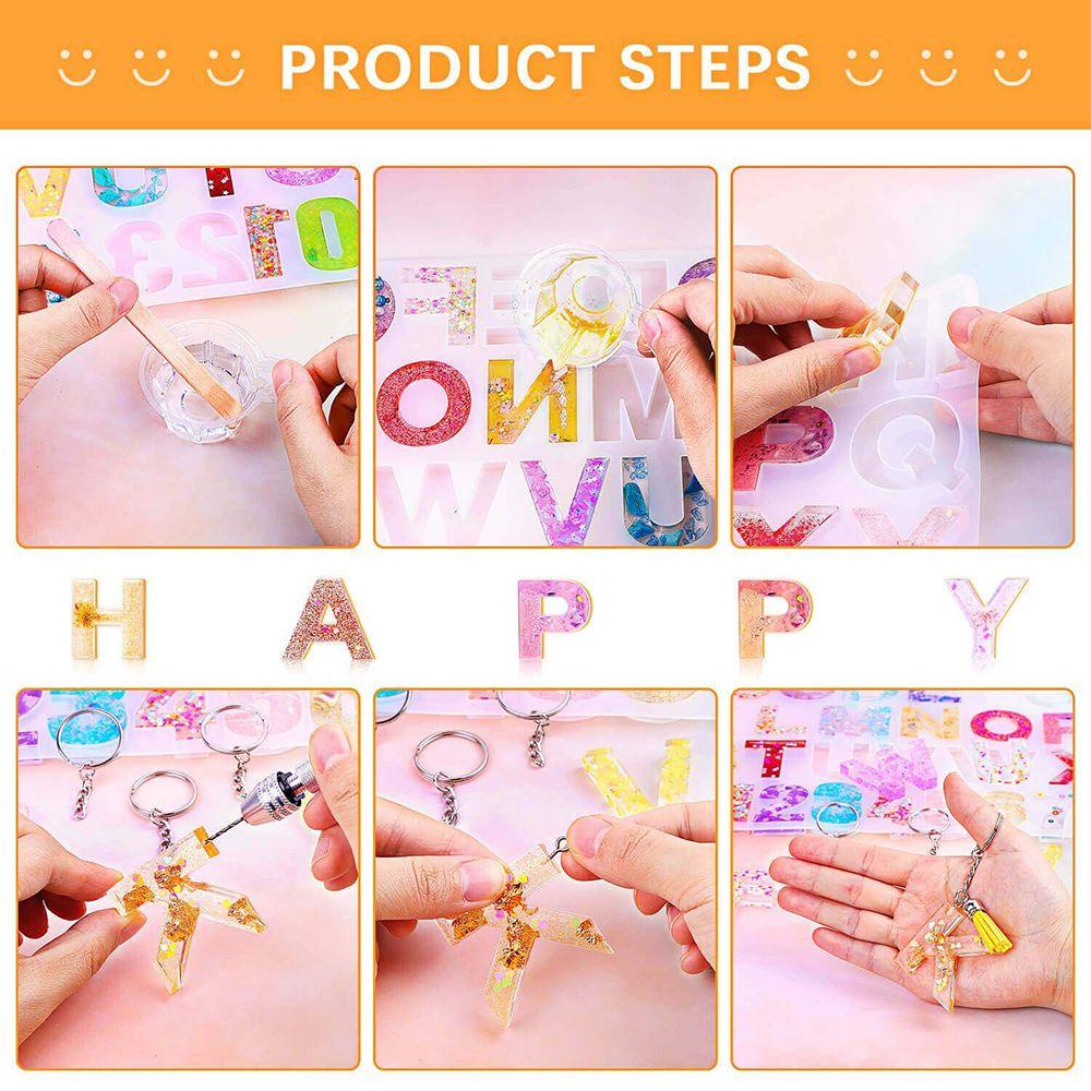 R-flower Letter Alphabet Mold Kit Dilengkapi Dengan Bor Paku Membuat Perhiasan Pola Epoxy Die Resin Casting Set