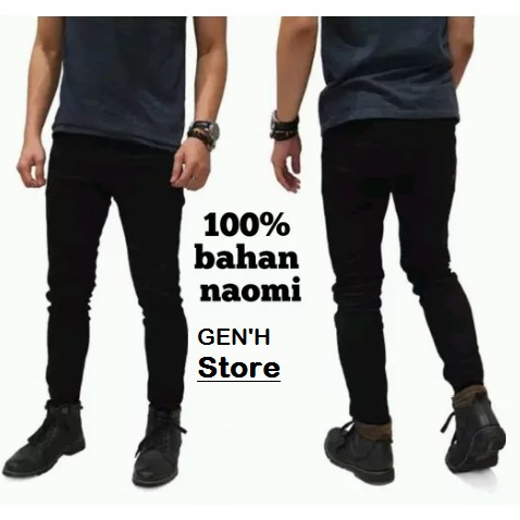 Celana pria Slim fit hitam premium