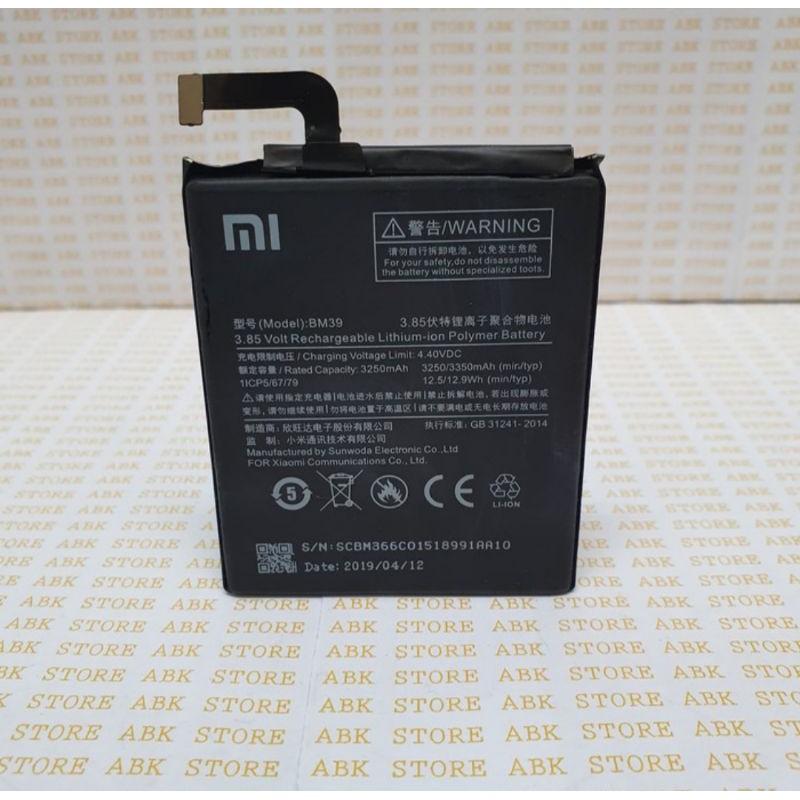 BATTERY BATRE BATRAI BATERAI XIAOMI MI6 BM39 ORIGINAL