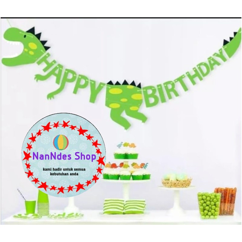 Banner Hbd Dino Jumbo Happy Birthday Dinosaurus - Banner Rangkai Karakter