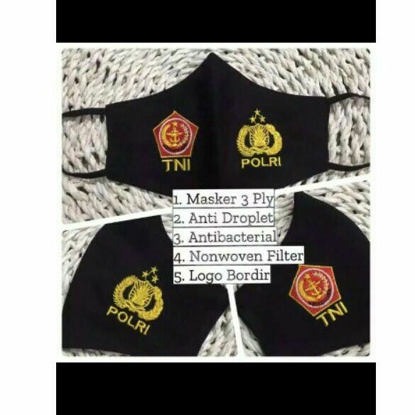 MASKER TNI POLRI BORDIR 3PLY