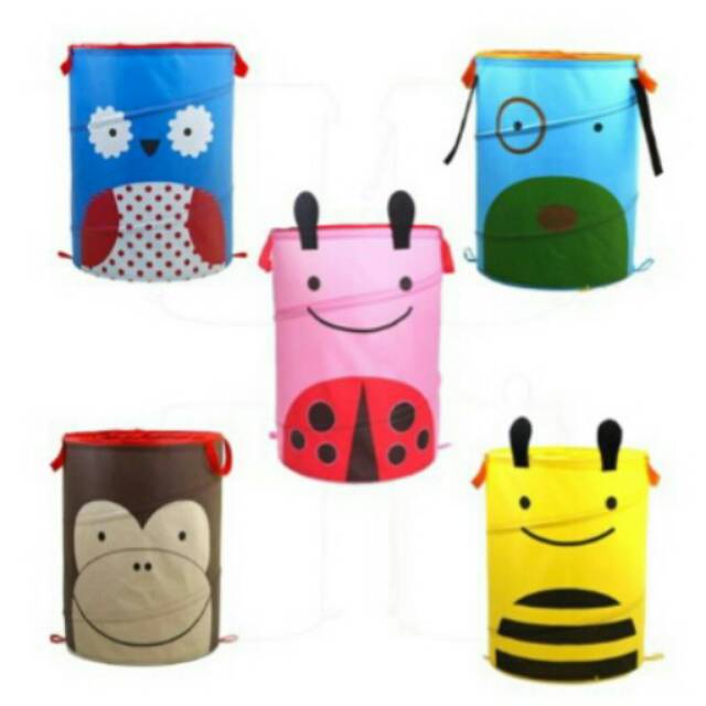 ANIMAL BARREL SKIP BASKET KERANJANG STORAGE FOLDING BAJU MAINAN BONEKA