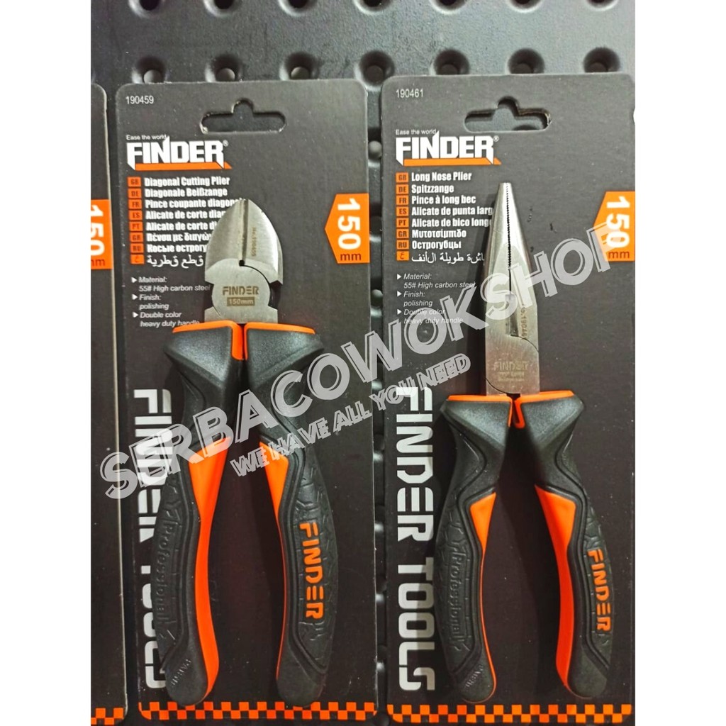 Finder Paket 2 Pcs Tang Kombinasi &amp; Potong Atau Lancip &amp; Potong 6 Inch Carbon Steel HD Termurah