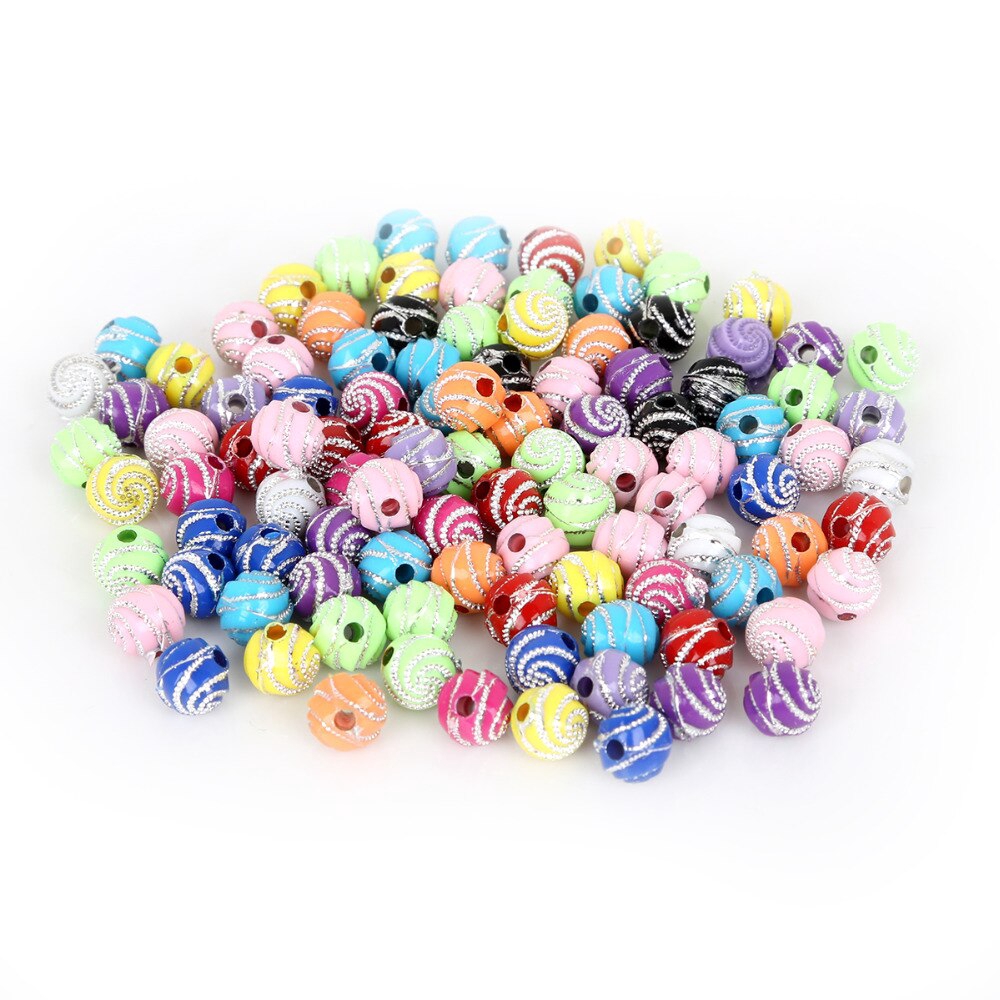 100pcs / Lot Manik-Manik Bola Bulat Bahan Akrilik Ukuran 8mm Untuk Membuat Perhiasan Gelang Kalung