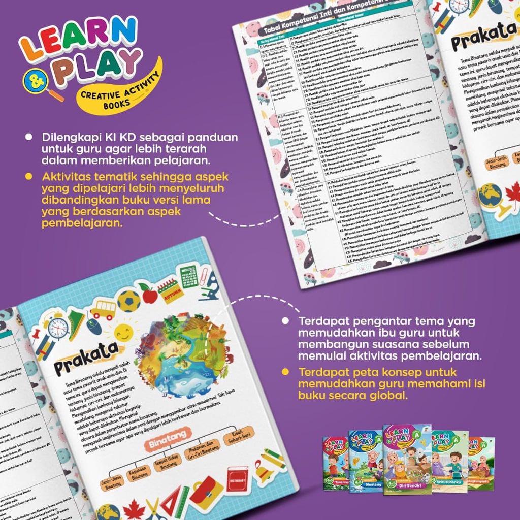 Buku Paket Tematik untuk TK A dan TK B : Learn &amp; Play (Bonus Buku Panduan)