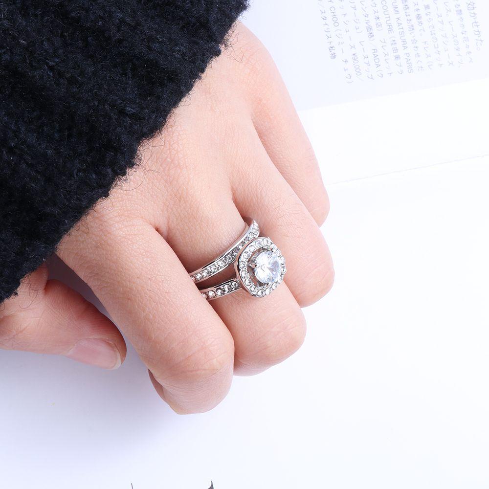 Preva Set Cincin Safir Putih Safir Hadiah Hari Valentine Pertunangan Pernikahan Perhiasan Mempesona