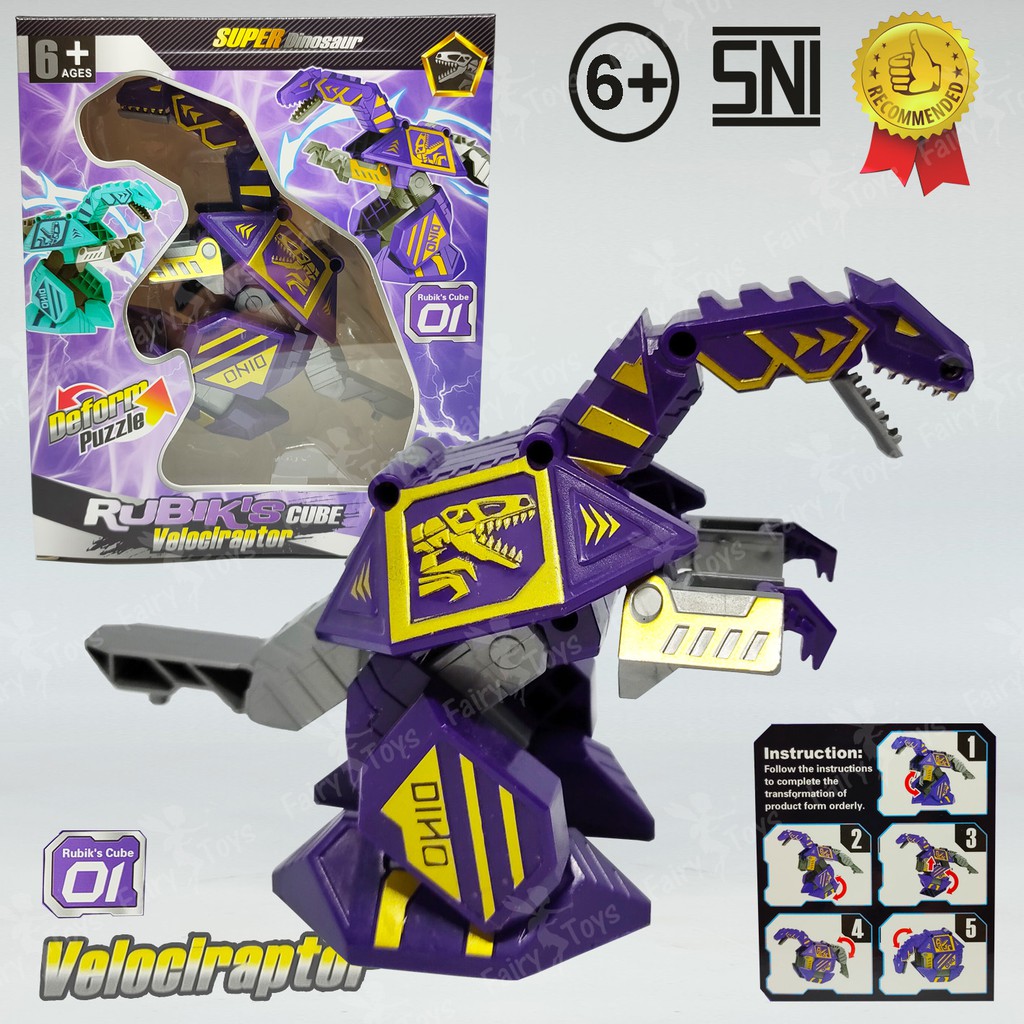 Mainan Anak Rubik Cube Robot Karakter Dinosaurus Transformer
