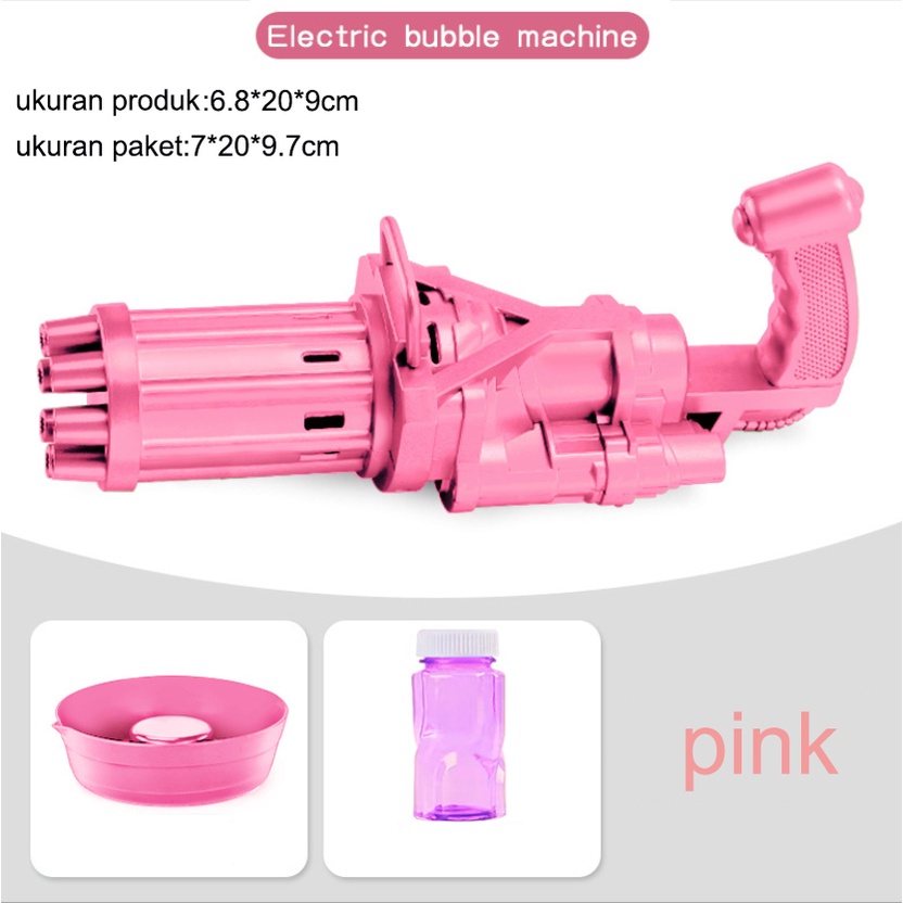 Mainan Anak Pistol Gelembung Mesin Elektrik Gun Bubble Machine Electric Galting Bubble Gun Outdoor-PISTOL PINK