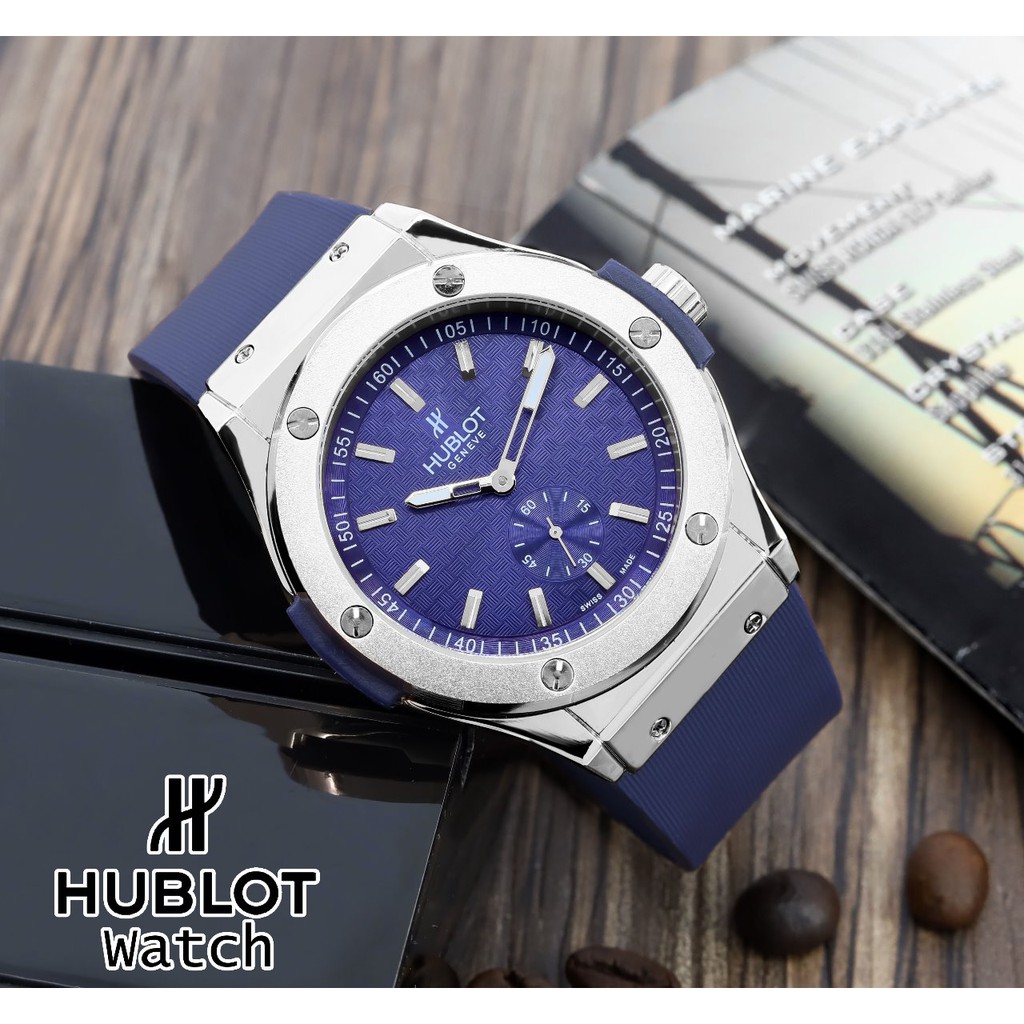 jam tangan pria Hublot tali Rubber bodi stenliess scon bawah model elegan