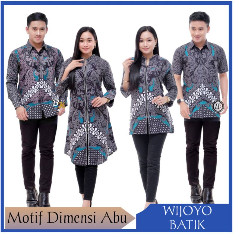 BAJU BATIK COUPLE MODERN Monalisa Genes MERAH BIRU TOSCA ORANGE Seragam Atasan BatiK Kantor Kerja