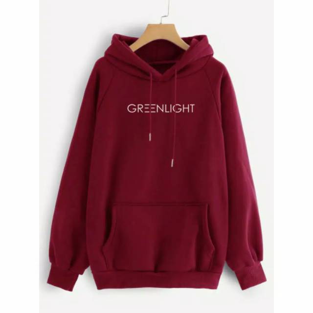 Hoodie Pria Distro Logo Bordir Jaket Wanita Oversize Greenlight Sweater Cewek Cowok XL 4 Warna