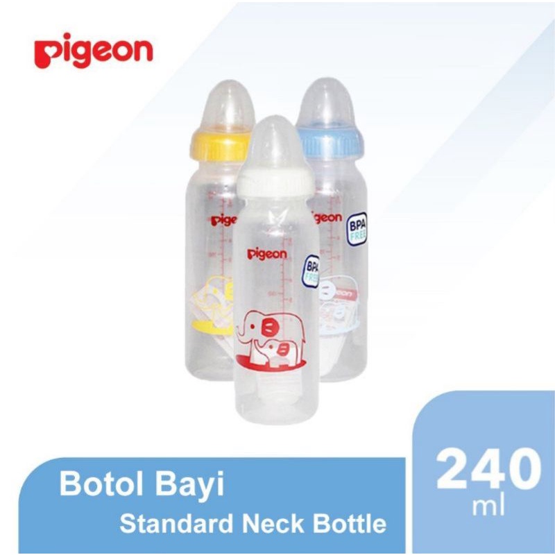 Botol Dot Susu &amp; Tutup Botol Pigeon Standar Neck Bayi Original Pigeon