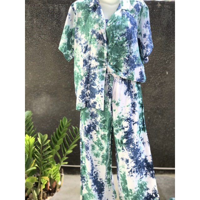 Piyama Set Tie Dye Kemeja Lengan Pendek Shopee Indonesia