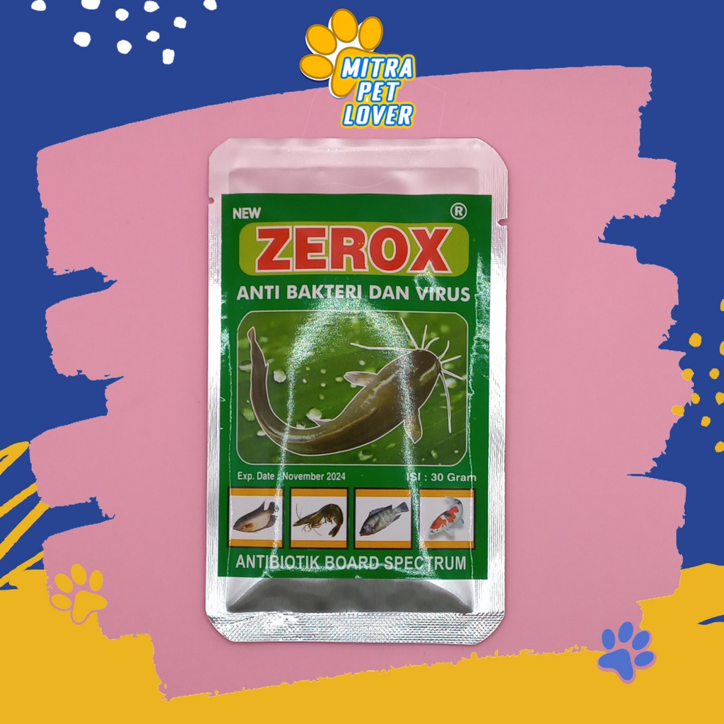 OBAT ANTI VIRUS &amp; BAKTERI IKAN - NEW ZEROX 30 GRAM - ANTIBIOTIC SEMBUHKAN SAKIT INFEKSI PADA IKAN FISH ANTIBIOTIK AMAN SEHAT - MURAH GARANSI KUALITAS ASLI ORIGINAL - PET ANIMAL VETERINARY TAMASINDO KESEHATAN VITAMIN HEWAN BINATANG PELIHARAAN MITRAPETLOVER