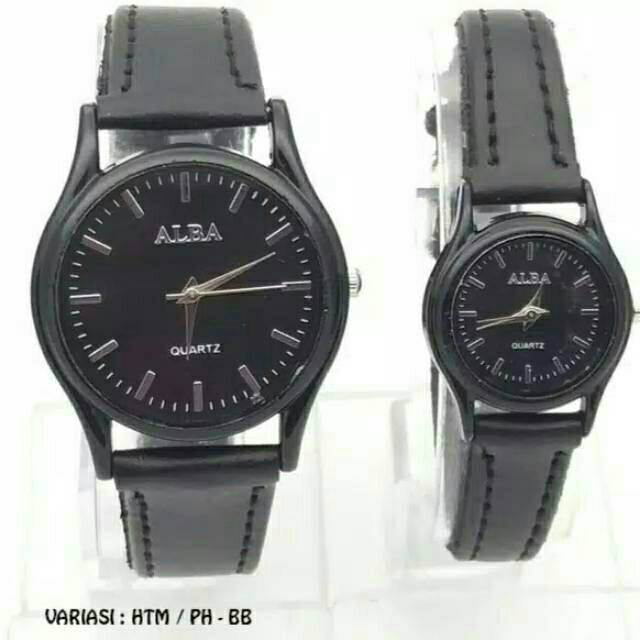 (Terima Cod)Jam Tangan Couple Alba Strap Kulit(Dikirim Dari Jakarta)