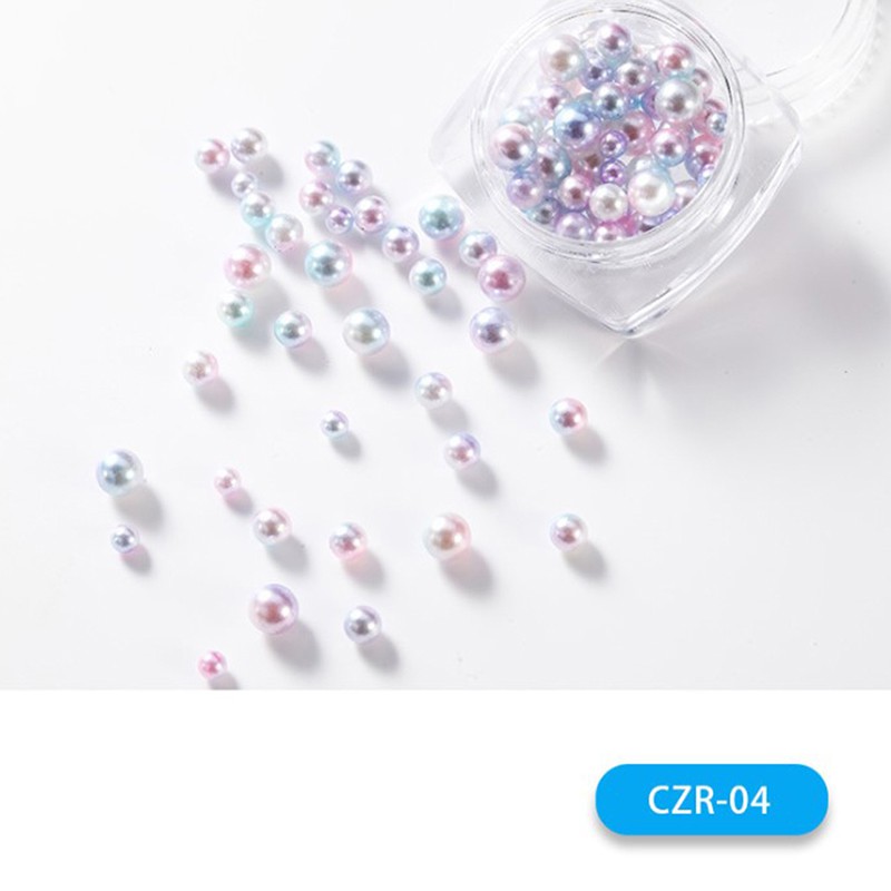 [Full] Mixed Size Plated Color Mermaid Ball Pearl Semicircle Pearl Nail Art Decoration