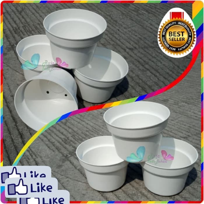 Pot Bunga 15 Cm Putih Bulat Pot Tanaman 15cm Putih Cantik | Bukan Pot 15 Hitam