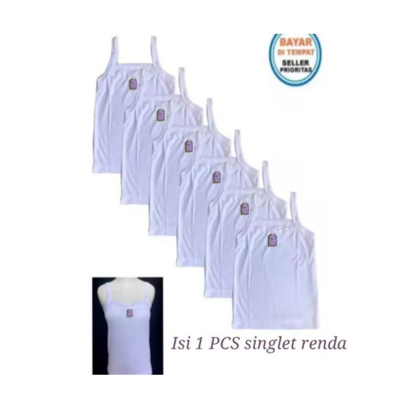 SINGLET ANAK RENDA PUTIH | Singlet Renda Anak / Remaja Perempuan