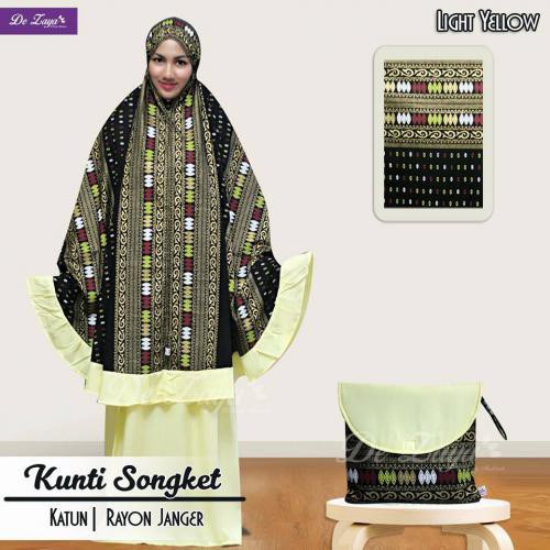 MUKENASONGKET KUNTI ATAS SONGKET BALI SOFT YELLOW | |BAJU PAKAIAN WANITA MURAH CODE : 1 220 70
