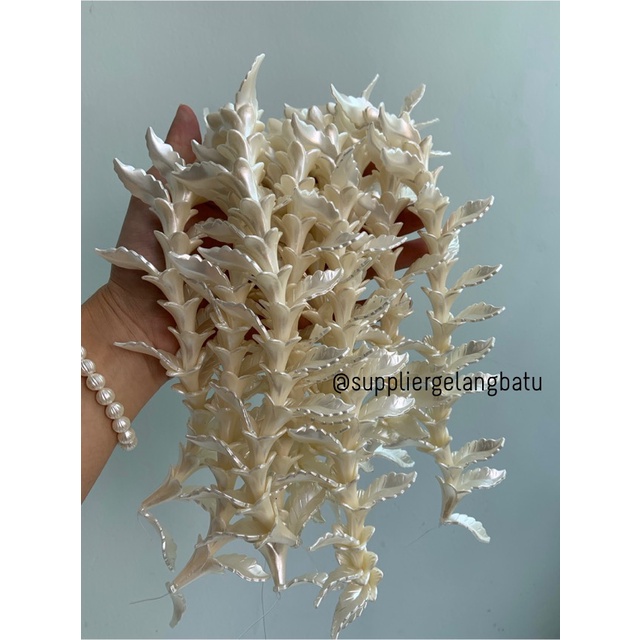 bahan Mutiara Sintetis daun dan bunga WHITE PEARL payet rajut manik