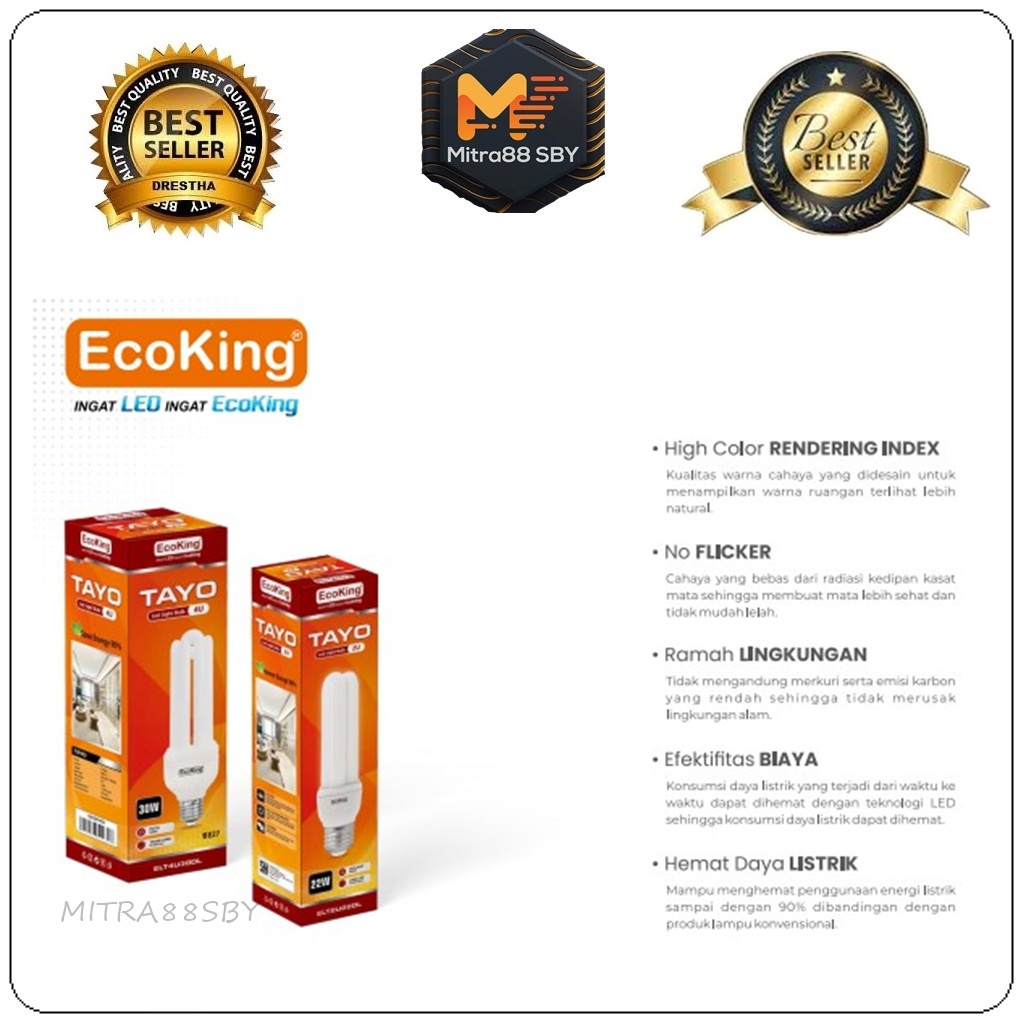 Mitra88sby Lampu Led bohlam 2U 22 Watt  4U 30 watt ( PLC LED bohlam LED Lampu lilin LED Hemat )