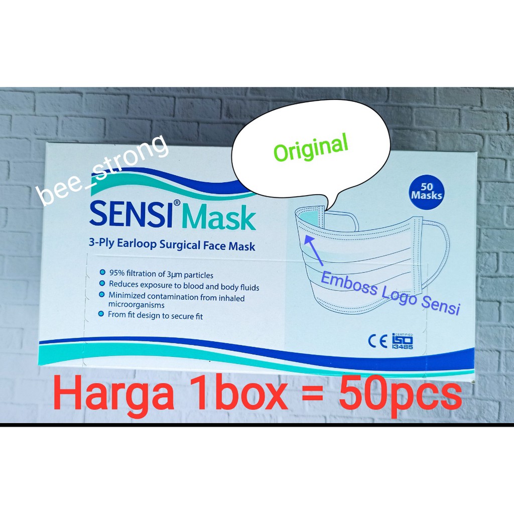Masker Original Sensi Earloop 3 Ply 50 Pcs