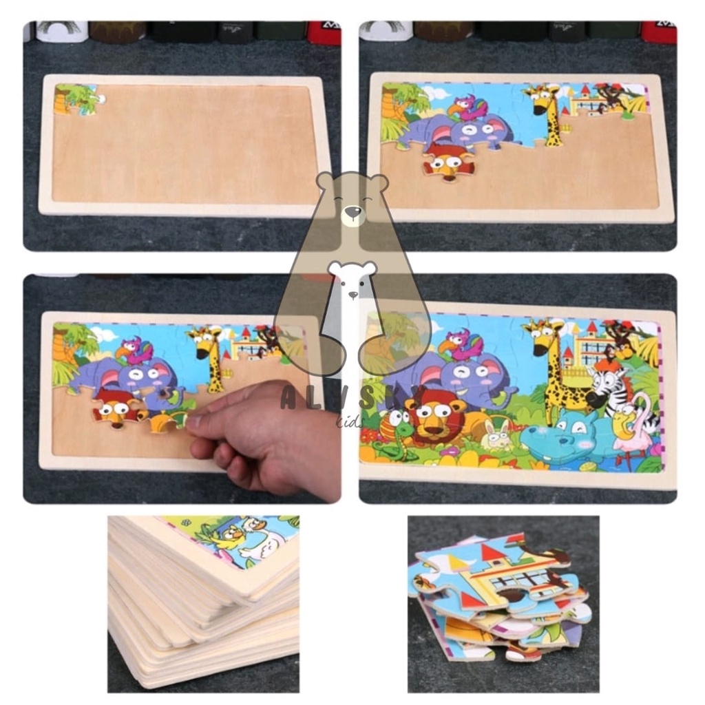 MAINAN EDUKATIF / JIGSAW PUZZLE / PUZZLE KAYU GAMBAR 24 PCS LUCU