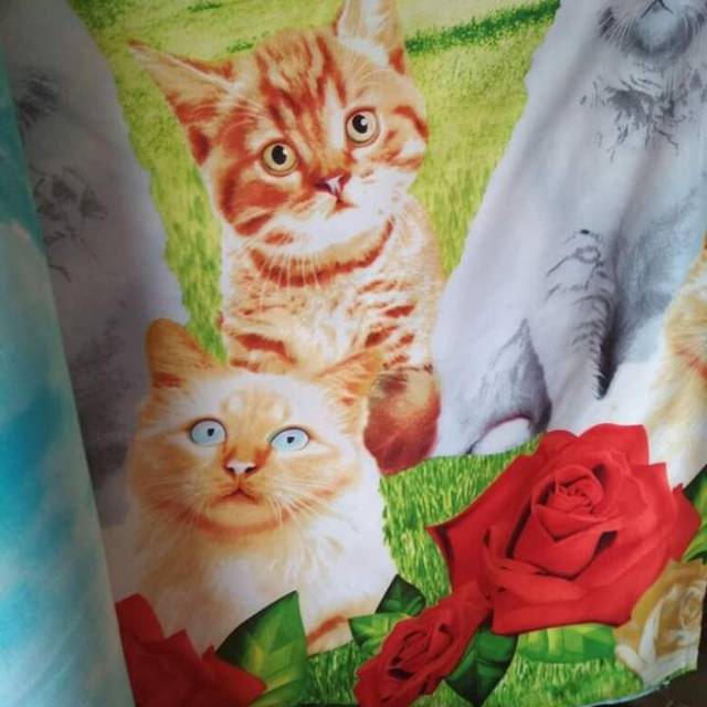 bahan sprei katun meteran motif cat
