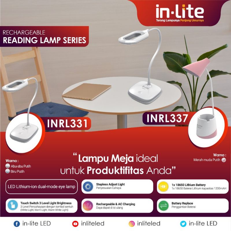 INLITE LAMPU BELAJAR LAMPU MEJA INLITE INRL333/INRL331/INRL337