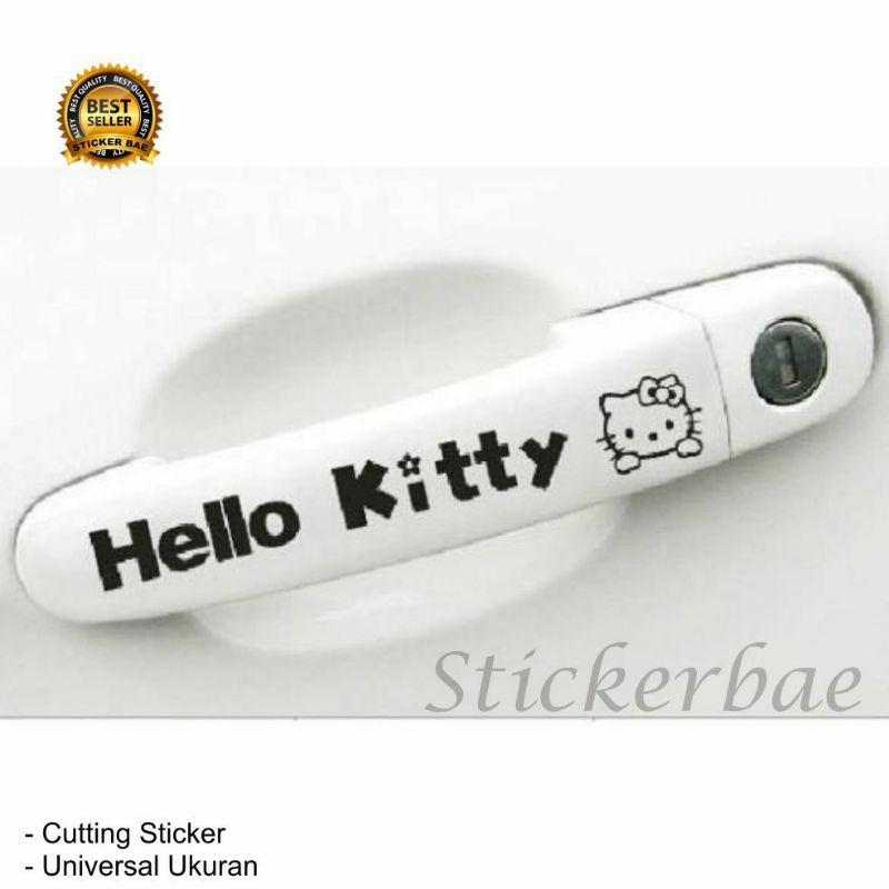 stiker hello kitty pegangan pintu mobil satu set isi 4pcs