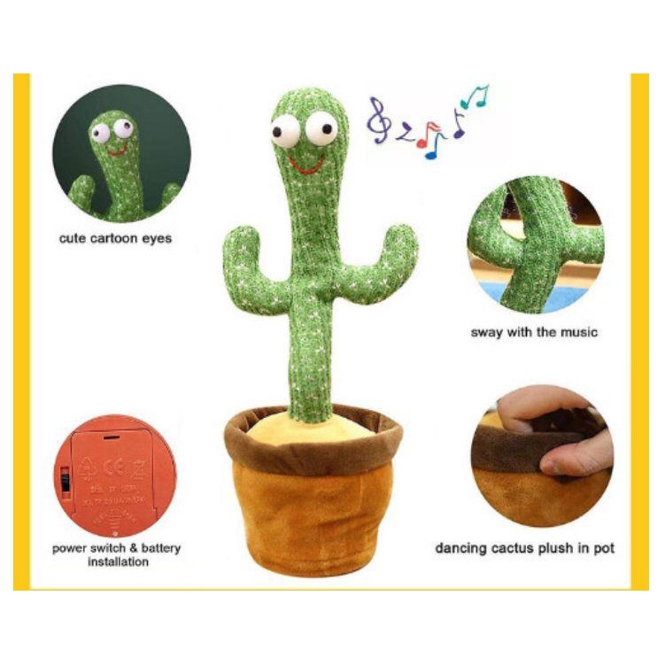 Cactus Toys Smart Mainan Boneka Pintar Pohon Kaktus Goyang Bisa Bicara