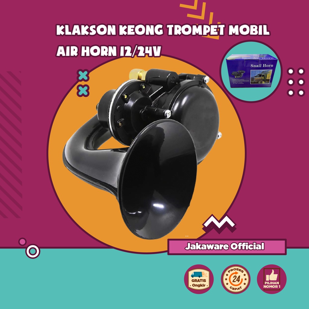 KLAKSON KEONG TROMPET MOBIL TRUK AIR HORN 12/24V 135dB TEROMPET BEL TRUCK TRUMPET AVANZA XENIA AGYA 