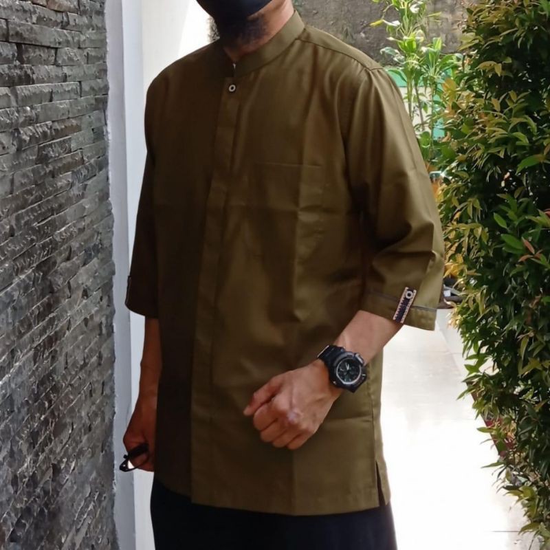 kemeja koko / baju koko / baju koko pria / kemko slim / warna army