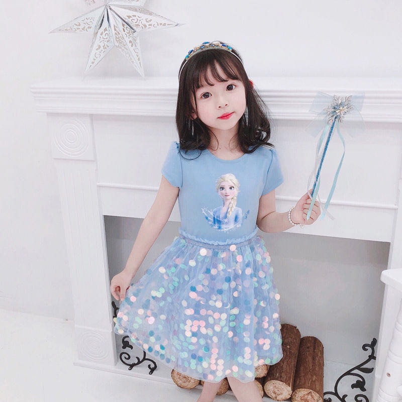 GAUN BAJU ANAK PEREMPUAN ELSA  FROZEN KOSTUM PRINCESS ELSA ANNA FROZEN DRESS ANAK KECIL PEREMPUAN WANITA ULANG TAHUN