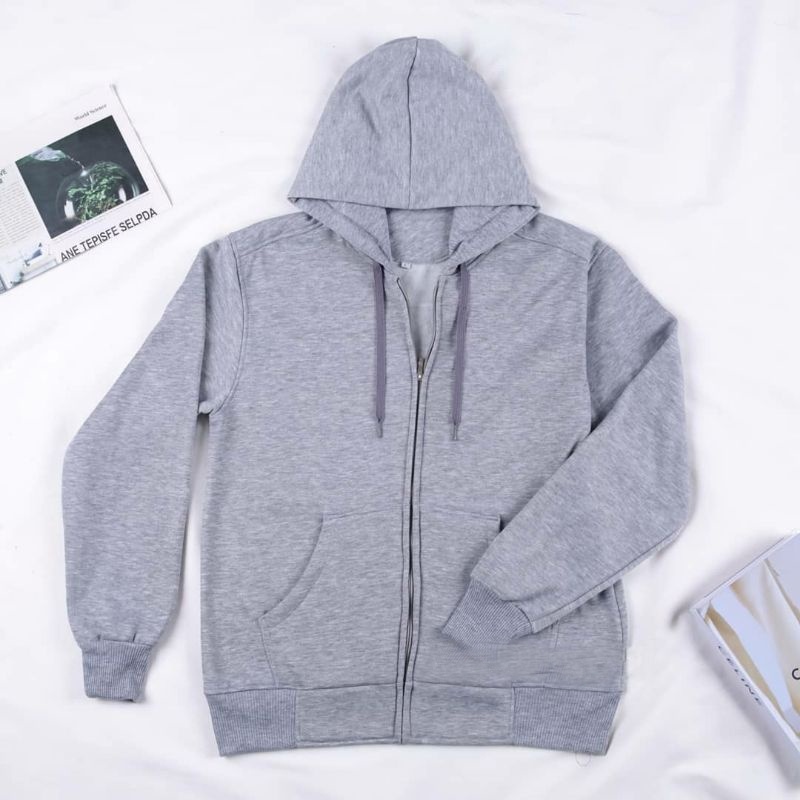 SWEATER_ID Hoodie Zipper Abumuda / Abu Misty Polos Unisex Fleece Tebal