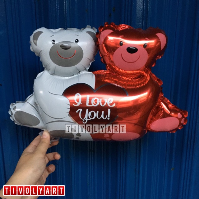 Balon Foil Love Bear Mini | Balon Beruang Couple | Balon Bear Mini