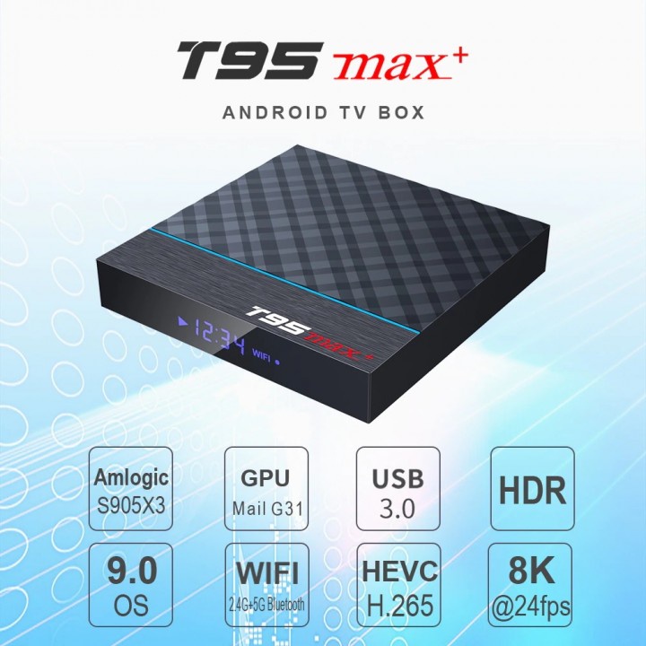 15 T95 MAX PLUS - Android 9.0 Smart TV Box 8K Display - RAM 4GB ROM 32GB